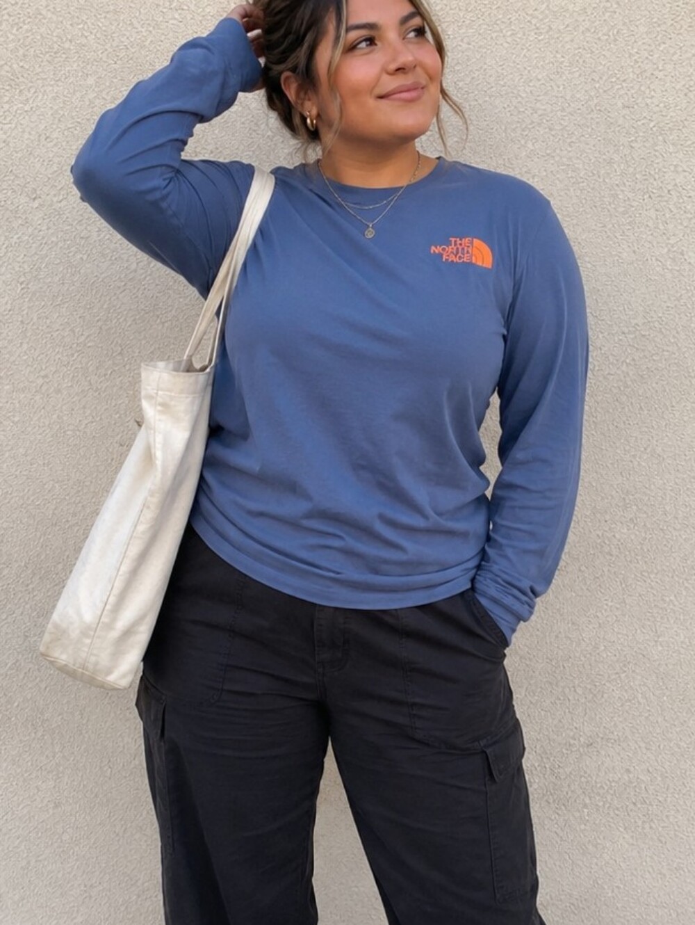The North Face Women’s XL Long Sleeve Tee Orange Half Dome Logo